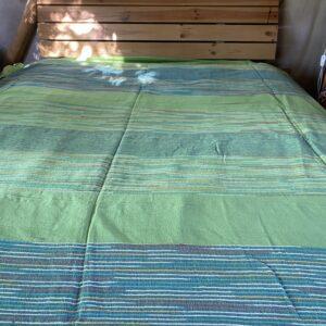 couvre lit coton tisse vert 1