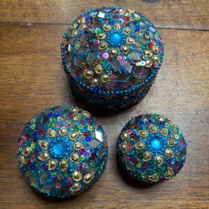 boites glitter turquoise set de 3 1