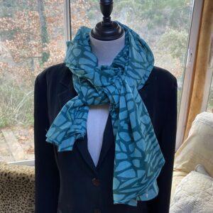 echarpe coton turquoise petrole 1