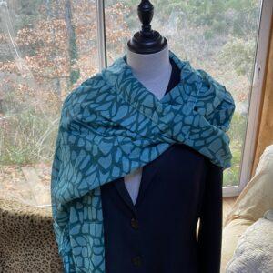 echarpe coton turquoise petrole 3