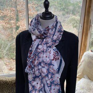 etole pareo polycoton blanc bordeaux bleu fleurs 1