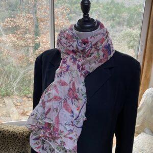 etole pareo polycoton blanc fleurs roses 1
