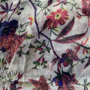 etole pareo polycoton blanc fleurs roses 4