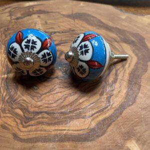 boutons de porte ceramique grand bleu blanc noir rouge 1