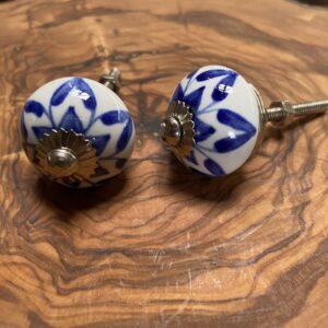 boutons de porte ceramique petit bleu blanc 1