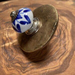 boutons de porte ceramique petit bleu blanc 3