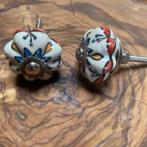 boutons de porte ceramique petit etoile bleue 1