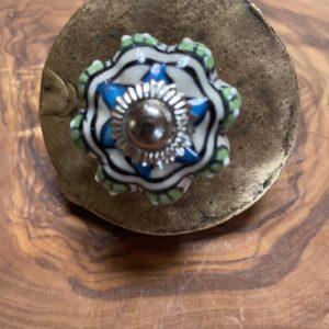 boutons de porte ceramique petit etoile bleue vert 2
