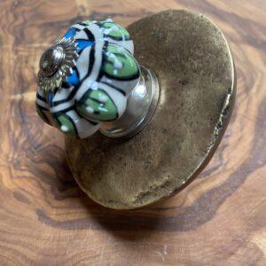 boutons de porte ceramique petit etoile bleue vert 3