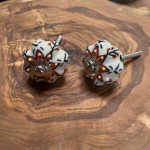 boutons de porte ceramique petit etoile orange 1