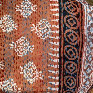 echarpe kantha soie rouille turquoise 1
