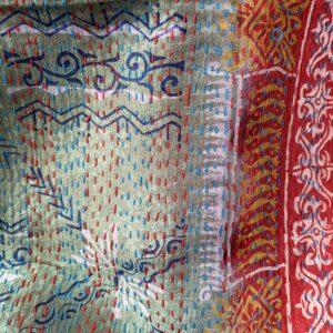 echarpe kantha soie rouille turquoise 2