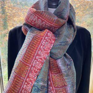 echarpe kantha soie rouille turquoise 6