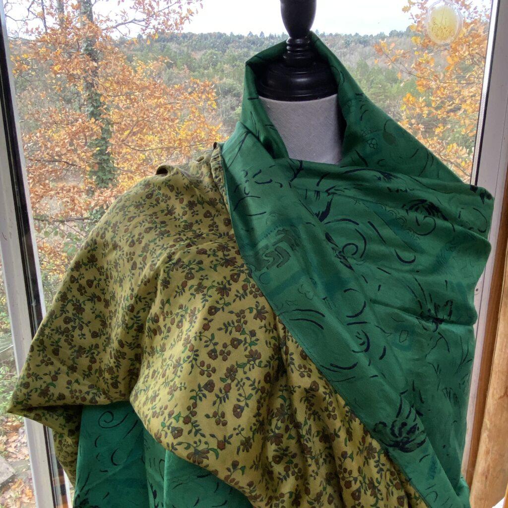 etole pareo soie vert doré 1