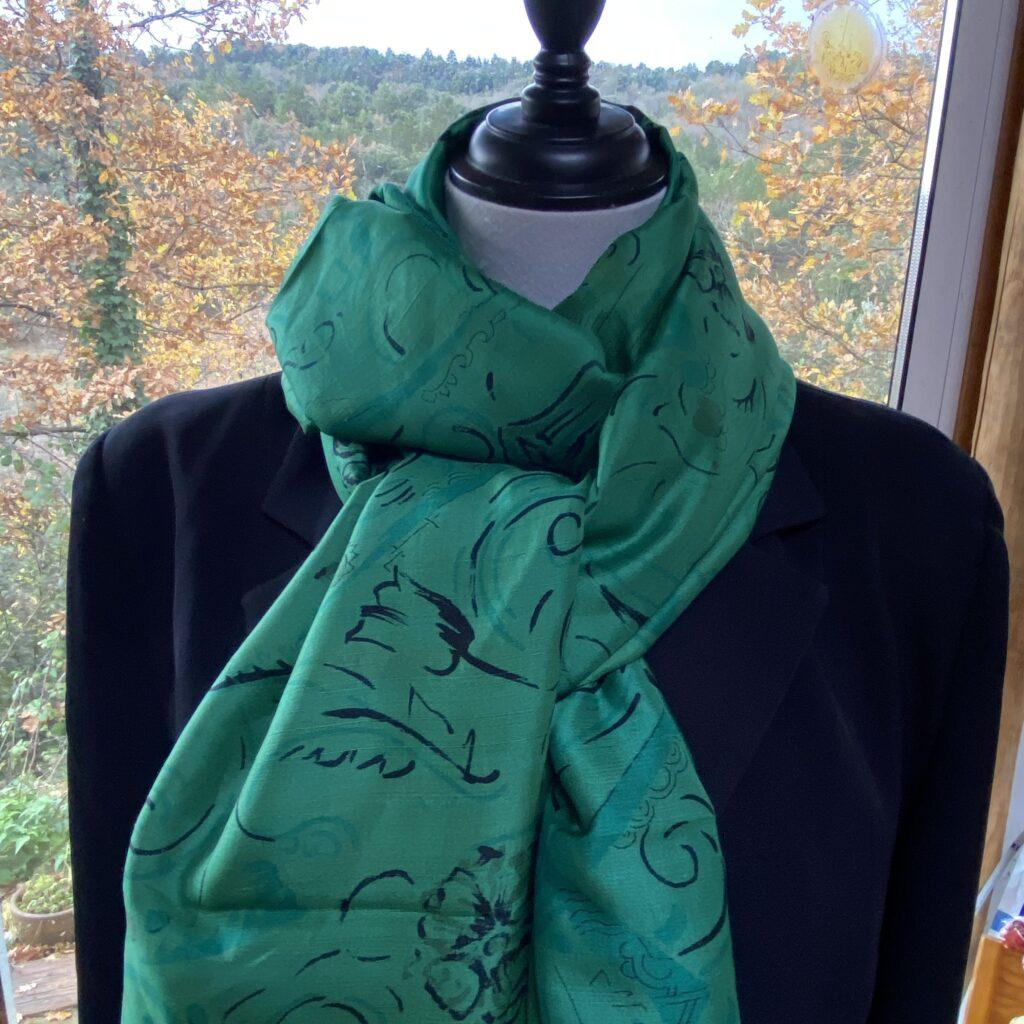 etole pareo soie vert doré 4