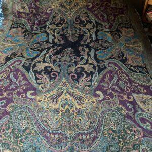 couvertutre tissée noire violet turquoise recto