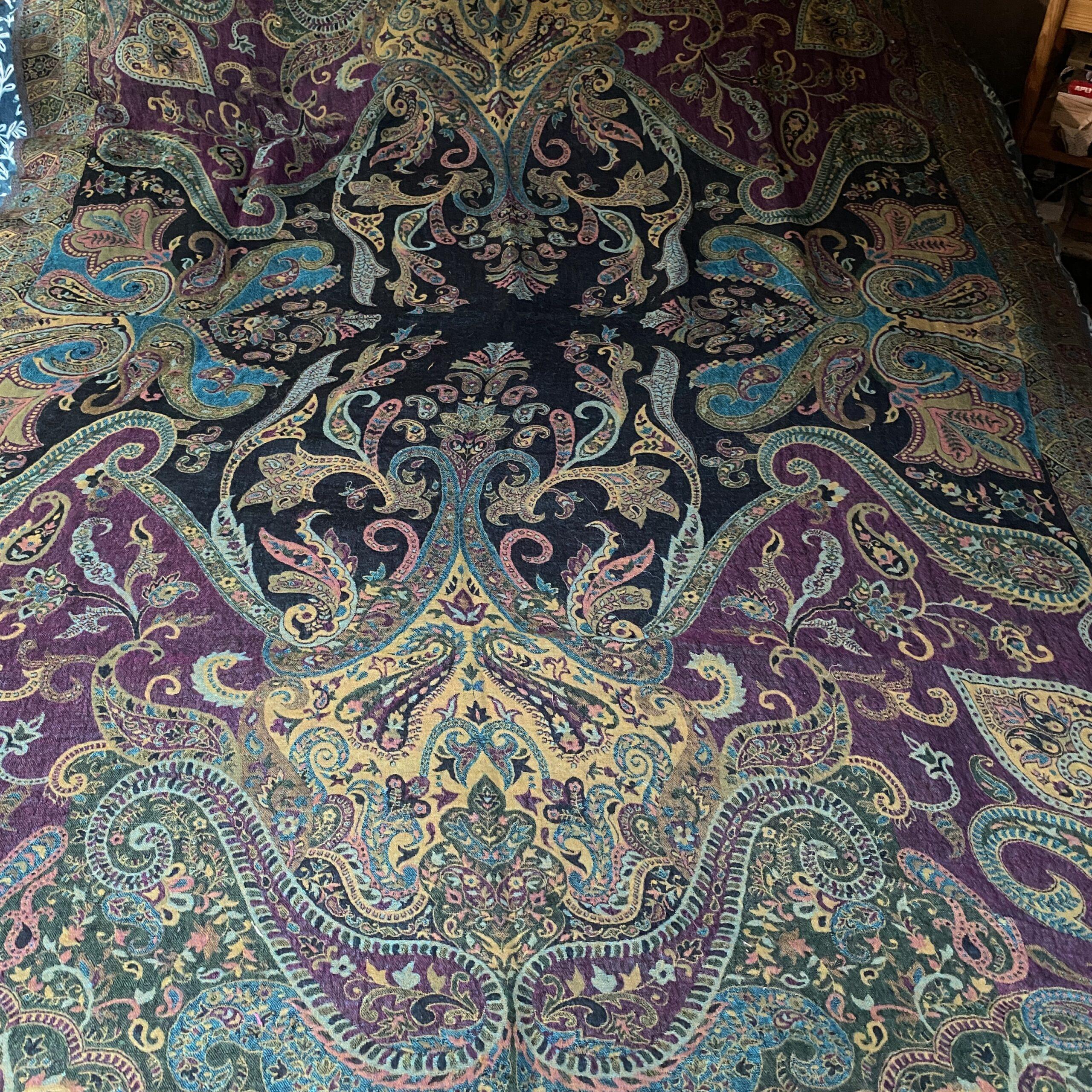 couvertutre tissée noire violet turquoise recto