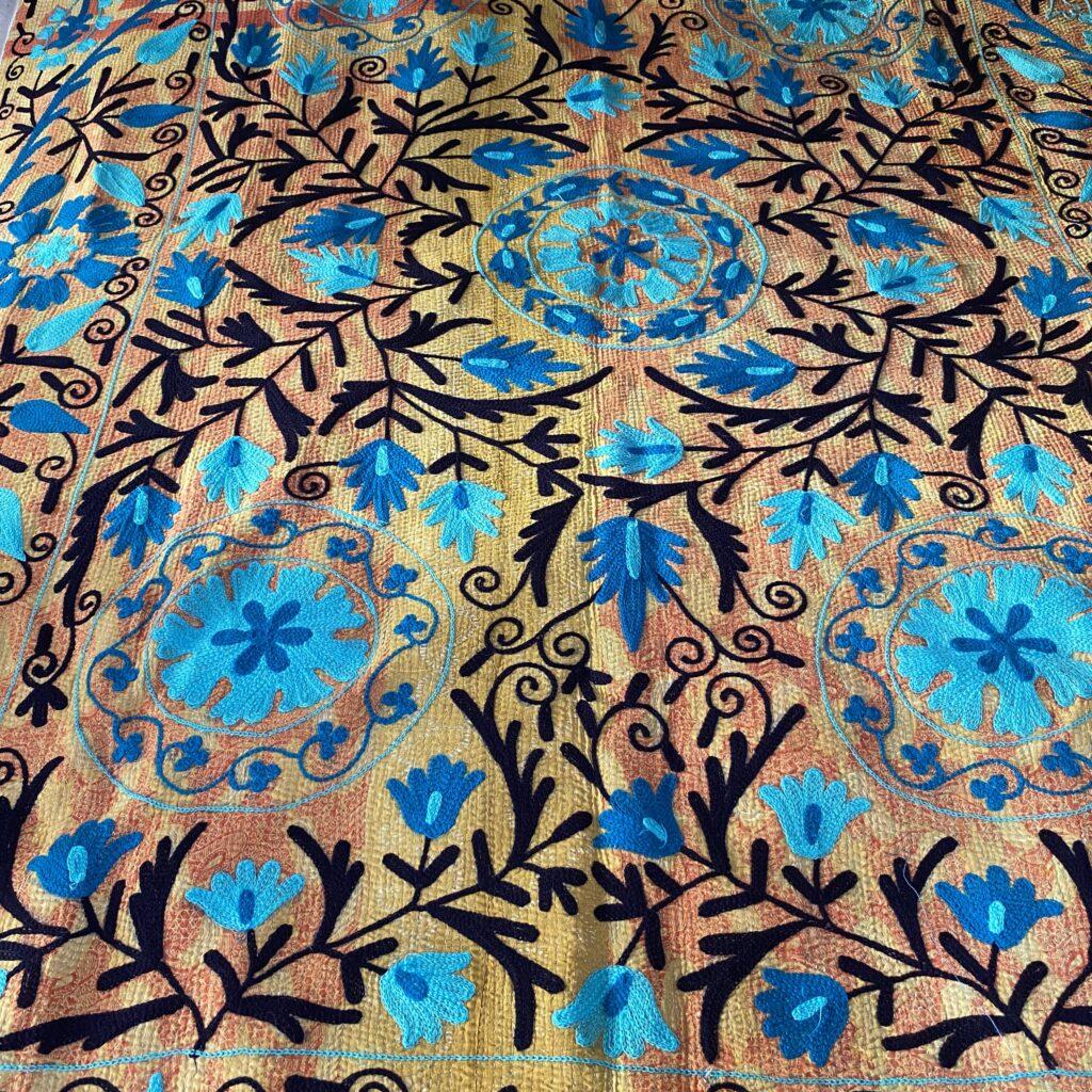 kantha vintage broderie suzani orange turquoise noir 1