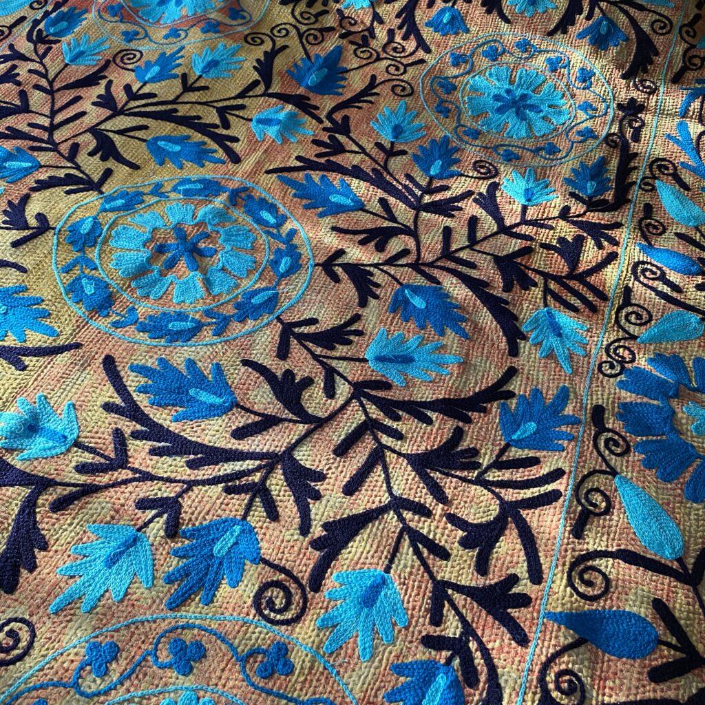 kantha vintage broderie suzani orange turquoise noir 4