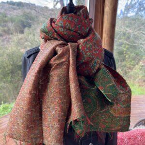 chale kantha beige et orange vert 6