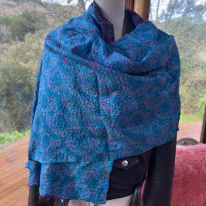 echarpe kantha turquoise et indigo 1