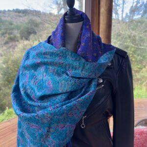 echarpe kantha turquoise et indigo 5