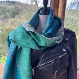 echarpe kantha vert et turquoise 3