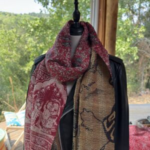 echarpe khanta beige noir et rouge 3