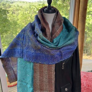 echarpe khanta bleu et marron 1