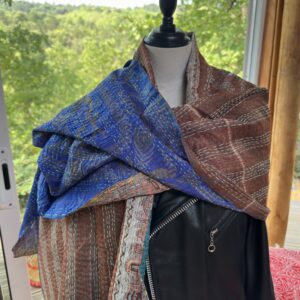 echarpe khanta bleu et marron 2
