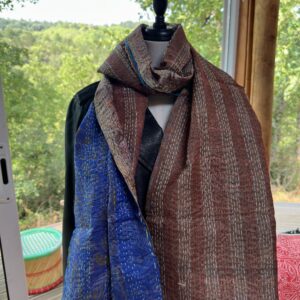 echarpe khanta bleu et marron 3