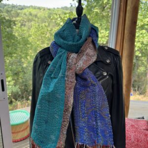 echarpe khanta bleu et marron 6
