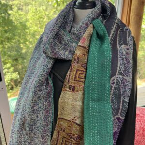 echarpe khanta bleu gris rose et vert beige 3