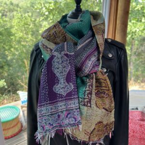 echarpe khanta bleu gris rose et vert beige 6