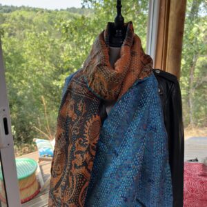 echarpe khanta bleu orange 3
