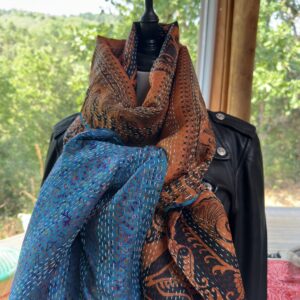 echarpe khanta bleu orange 4