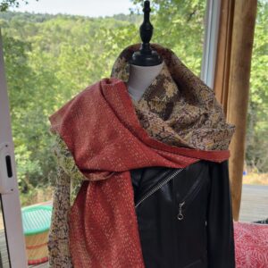 echarpe khanta orange et beige vert 1