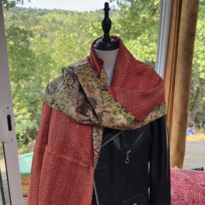echarpe khanta orange et beige vert 2