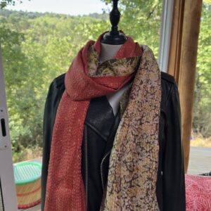 echarpe khanta orange et beige vert 3