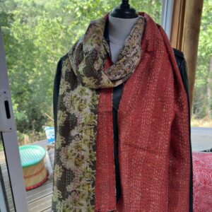 echarpe khanta orange et beige vert 5