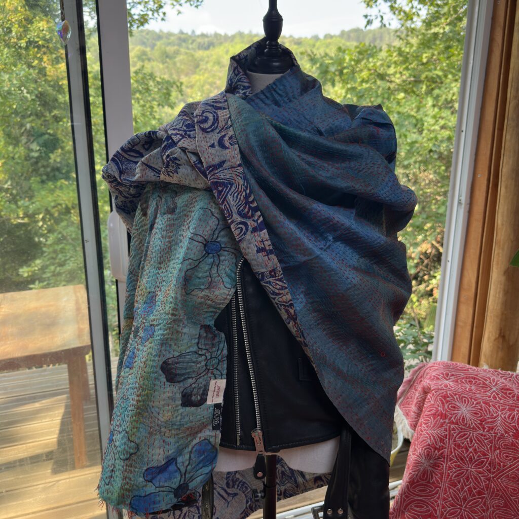 etole kantha bleu turquoise et gris bleu 1