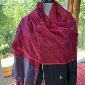 etole soie katan rouge rose et bleu 1