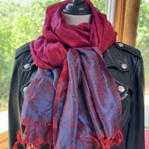 etole soie katan rouge rose et bleu 2