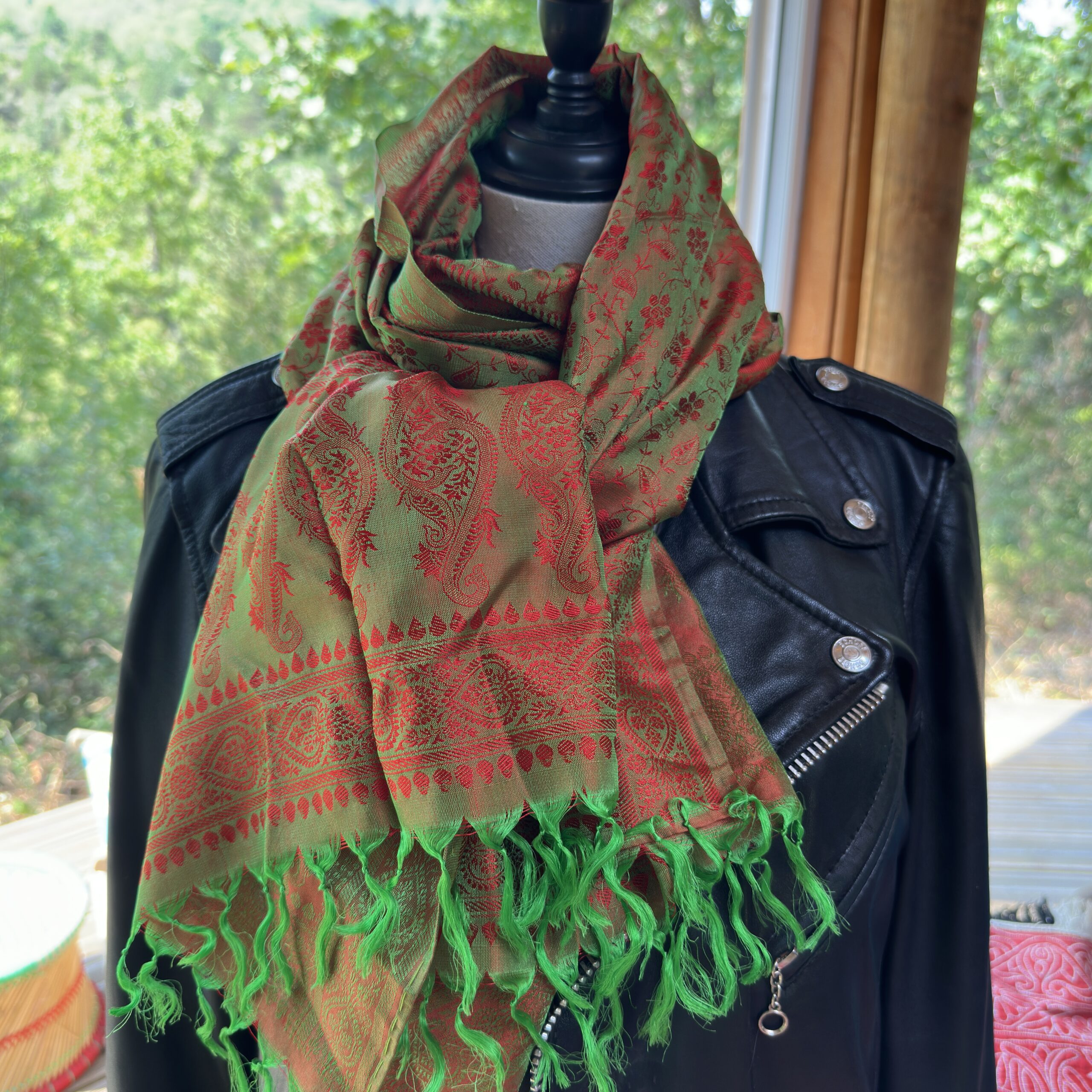 etole soie katan vert orange 3