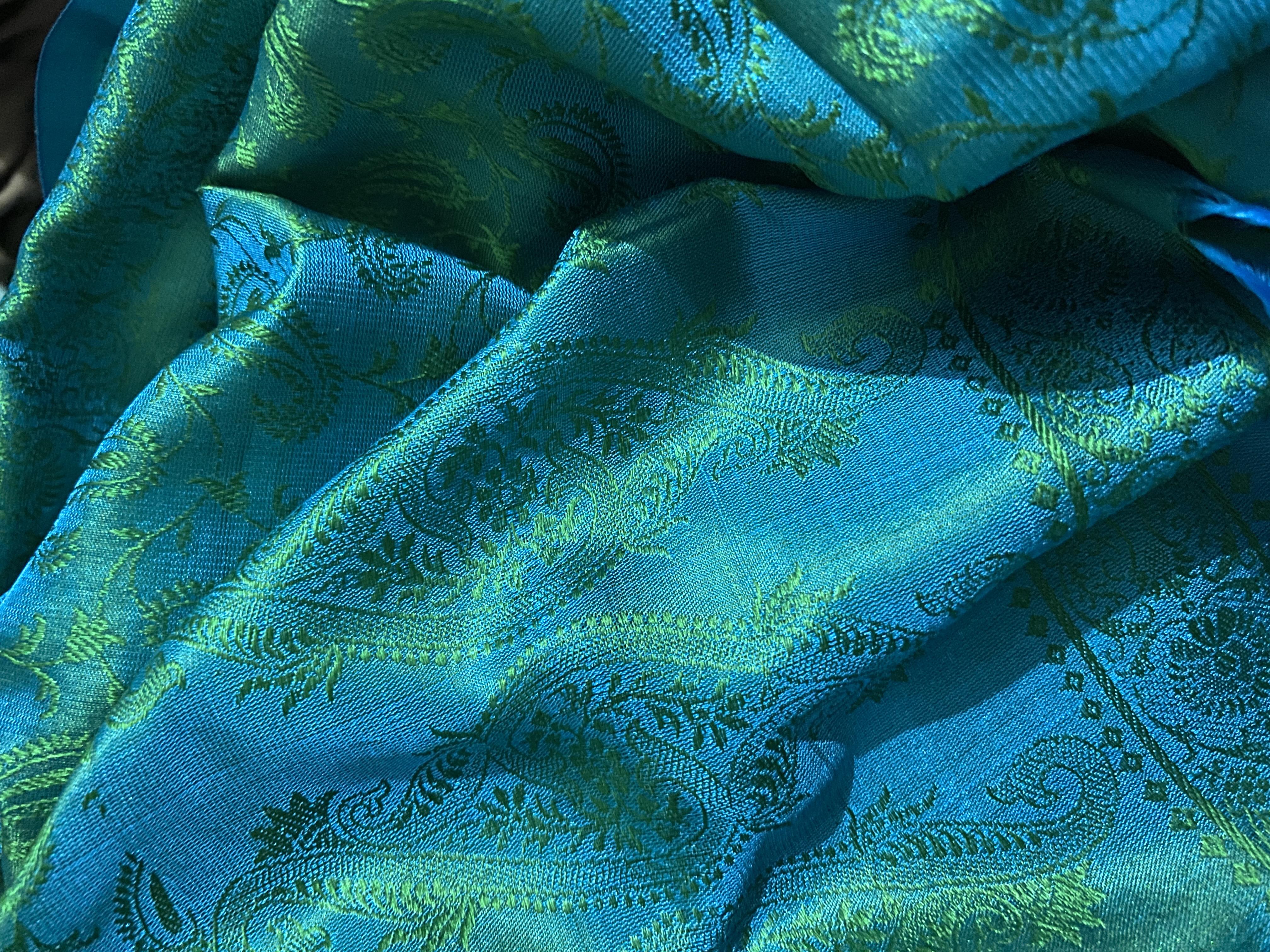 soie katan bleu et vert